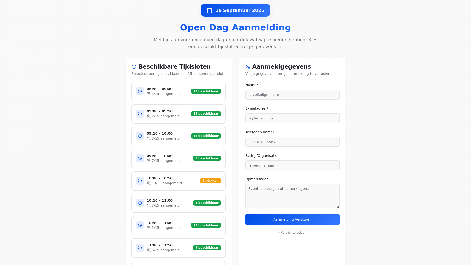 Open Dag Aanmeld Planner cover